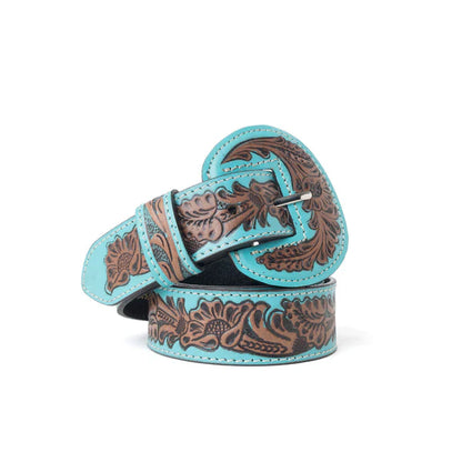 Barrel Bloom Leather Belt in Mahogany Brown