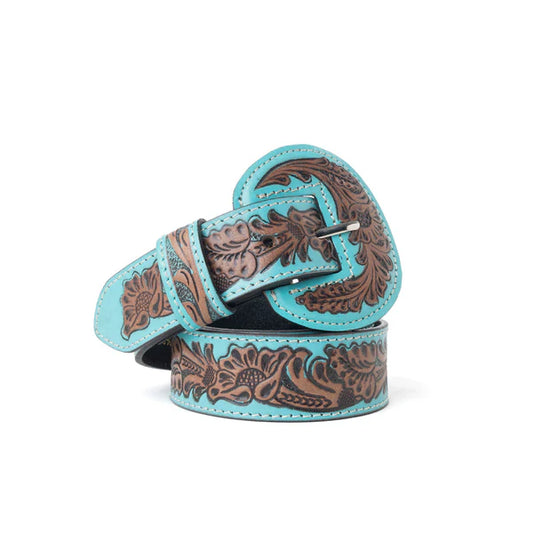 Barrel Bloom Leather Belt in Mahogany Brown