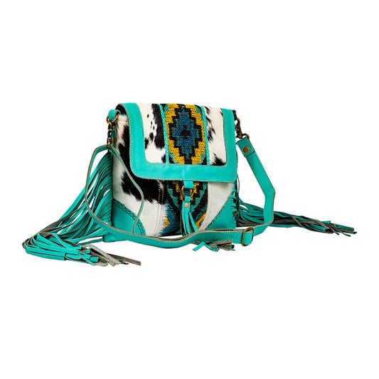Tonga Ridge Canvas & Hairon Bag In Turquoise