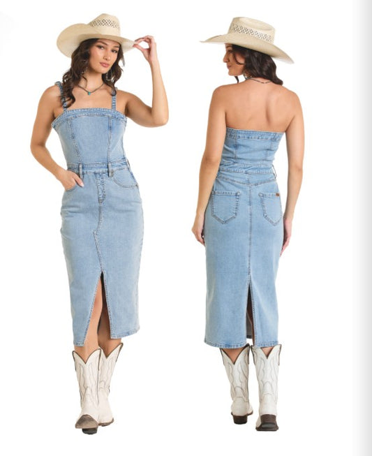 Rock N Roll Denim Detachable Strap Denim Dress