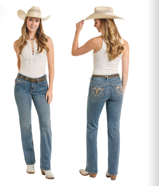 Rock & Roll Denim Women's Steer Head Boot Cut Jean