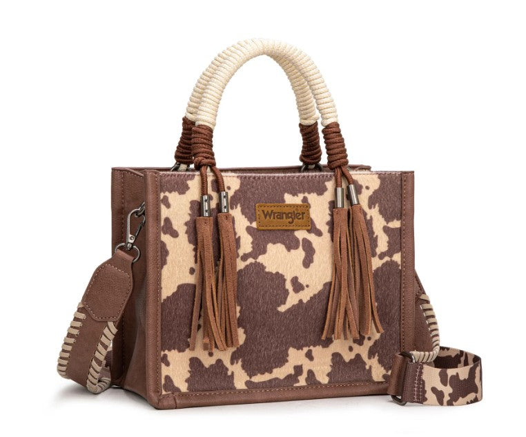 Wrangler Cow Pattern Tote - Light Coffee