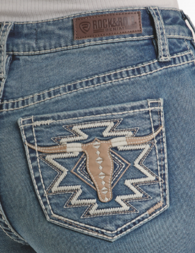 Rock & Roll Denim Women's Steer Head Boot Cut Jean