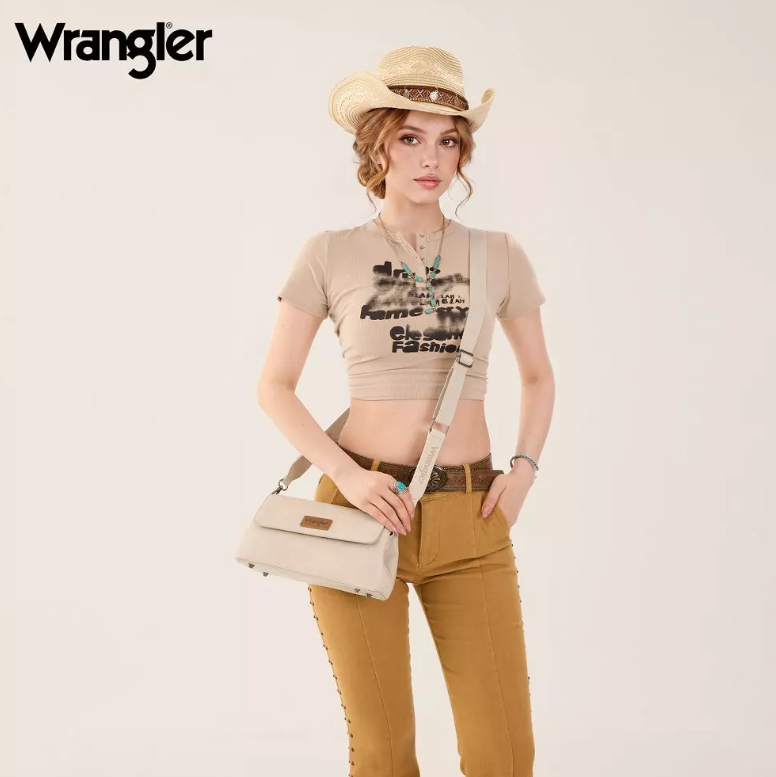 Wrangler Flap Shoulder Crossbody Bag - Beige