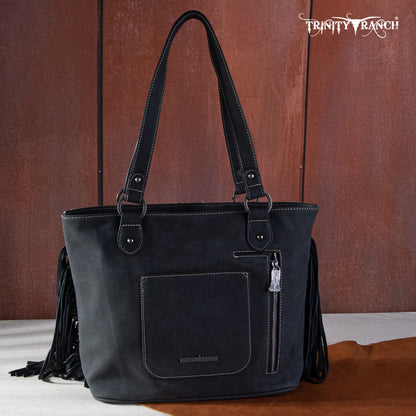 Trinity Ranch Hair On Cowhide Concealed Carry Tote - black and white hide