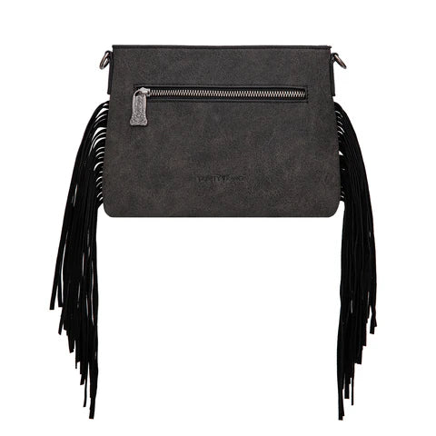 Trinity Ranch Floral Tooled Hair-On Cowhide Crossbody - Black
