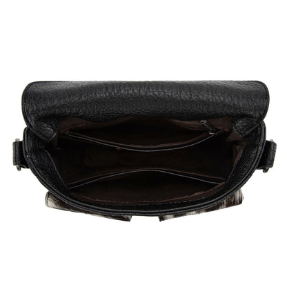 Trinity Ranch Genuine Cowhide Tooled Crossbody Purse – Black