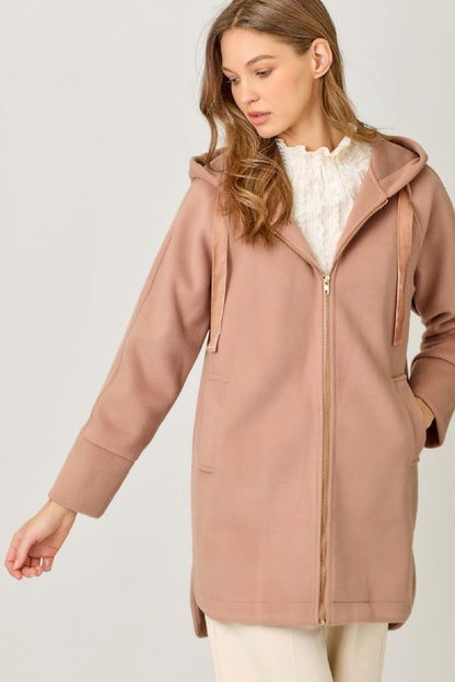 Mystree Hooded Zip Up Jacket - Winter Rose
