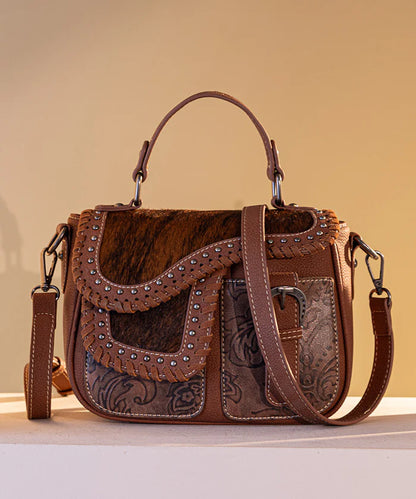 Trinity Ranch Hair-On Cowhide Saddle Crossbody Purse