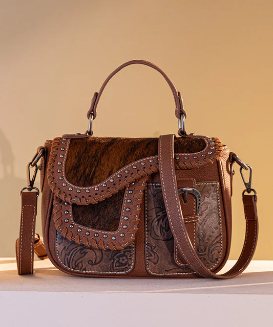 Trinity Ranch Hair-On Cowhide Saddle Crossbody Purse