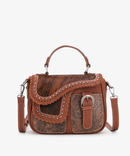 Trinity Ranch Hair-On Cowhide Saddle Crossbody Purse