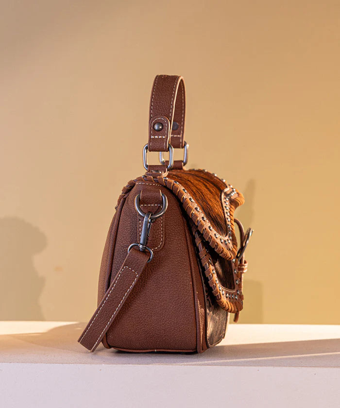 Trinity Ranch Hair-On Cowhide Saddle Crossbody Purse
