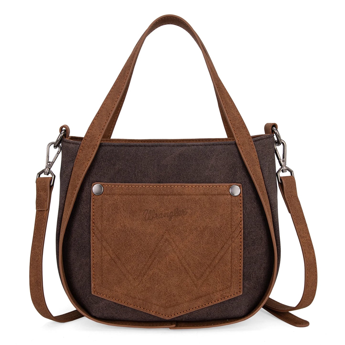 Wrangler Women's W Stitch Fringe Two Tone Crossbody