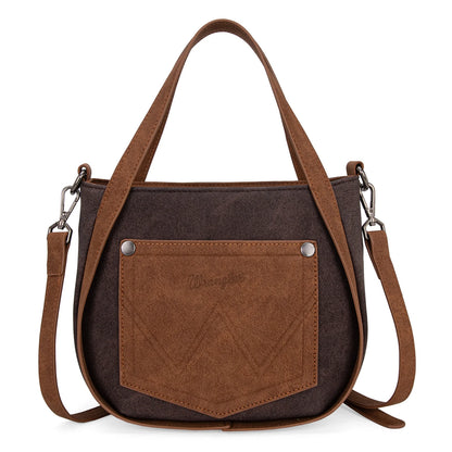 Wrangler Women's W Stitch Fringe Two Tone Crossbody