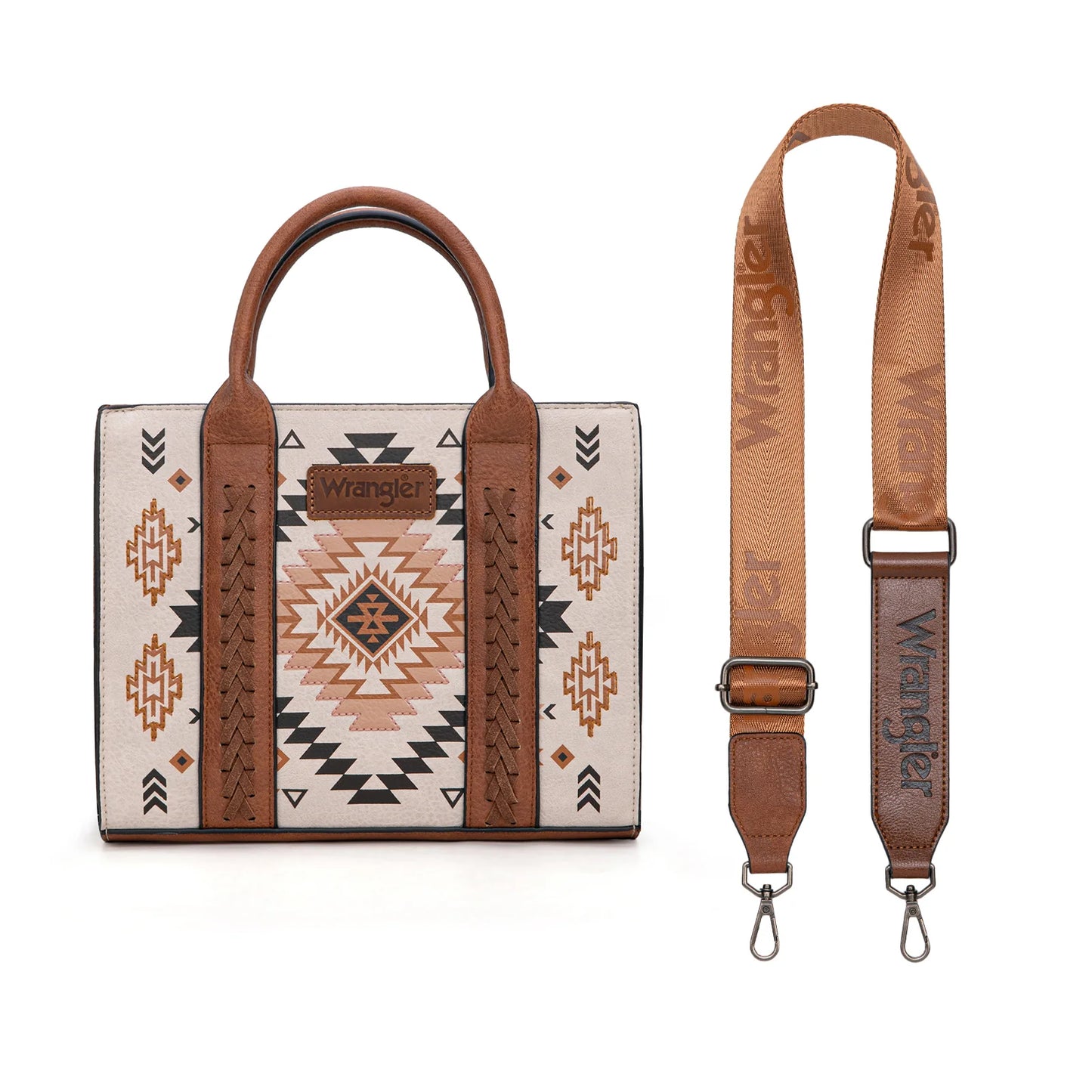 Wrangler Aztec Pattern Print -Tote/Crossbody -Tan