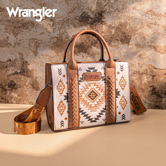 Wrangler Aztec Pattern Print -Tote/Crossbody -Tan