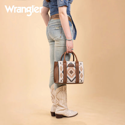 Wrangler Aztec Pattern Print -Tote/Crossbody -Tan