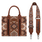 Wrangler Aztec Pattern Dual Sided Print -Tote/Crossbody - Brown