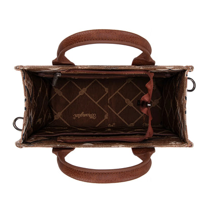 Wrangler Aztec Pattern Dual Sided Print -Tote/Crossbody - Brown