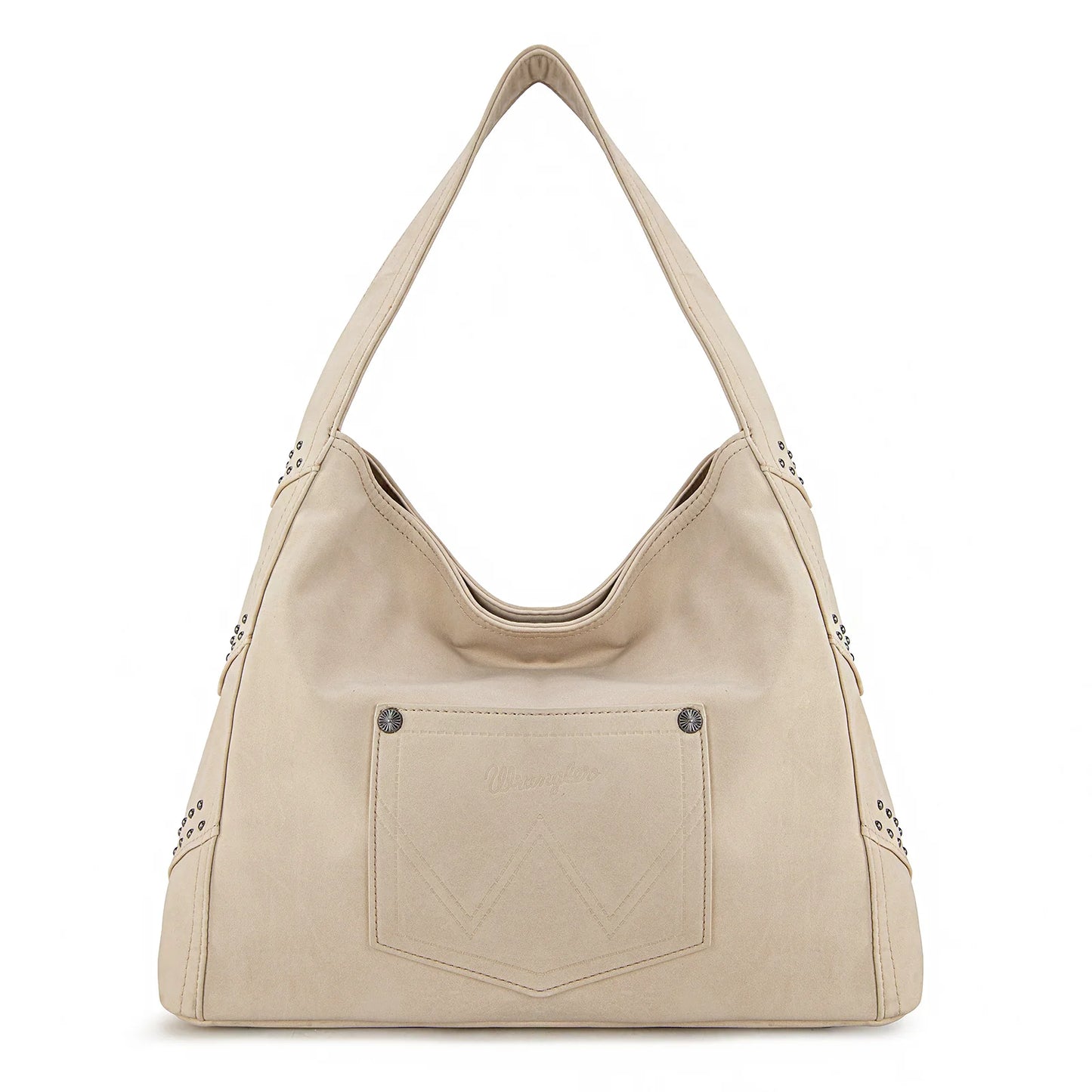 Wrangler Fringe Studded Hobo Bag- Beige