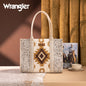 Wrangler Tooled Aztec Pattern Print Concealed Carry Large Tote - Beige