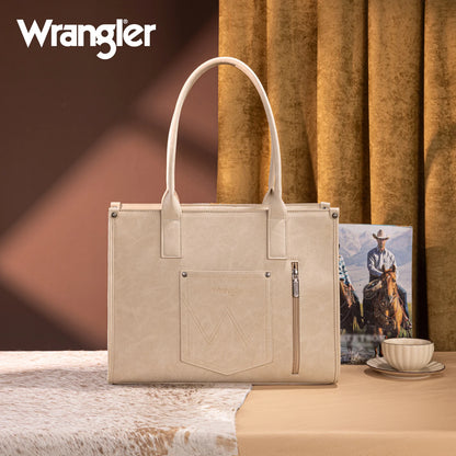 Wrangler Tooled Aztec Pattern Print Concealed Carry Large Tote - Beige