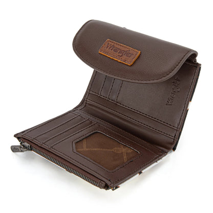 Wrangler Tri-Fold Wallet - Cow Brown or Black