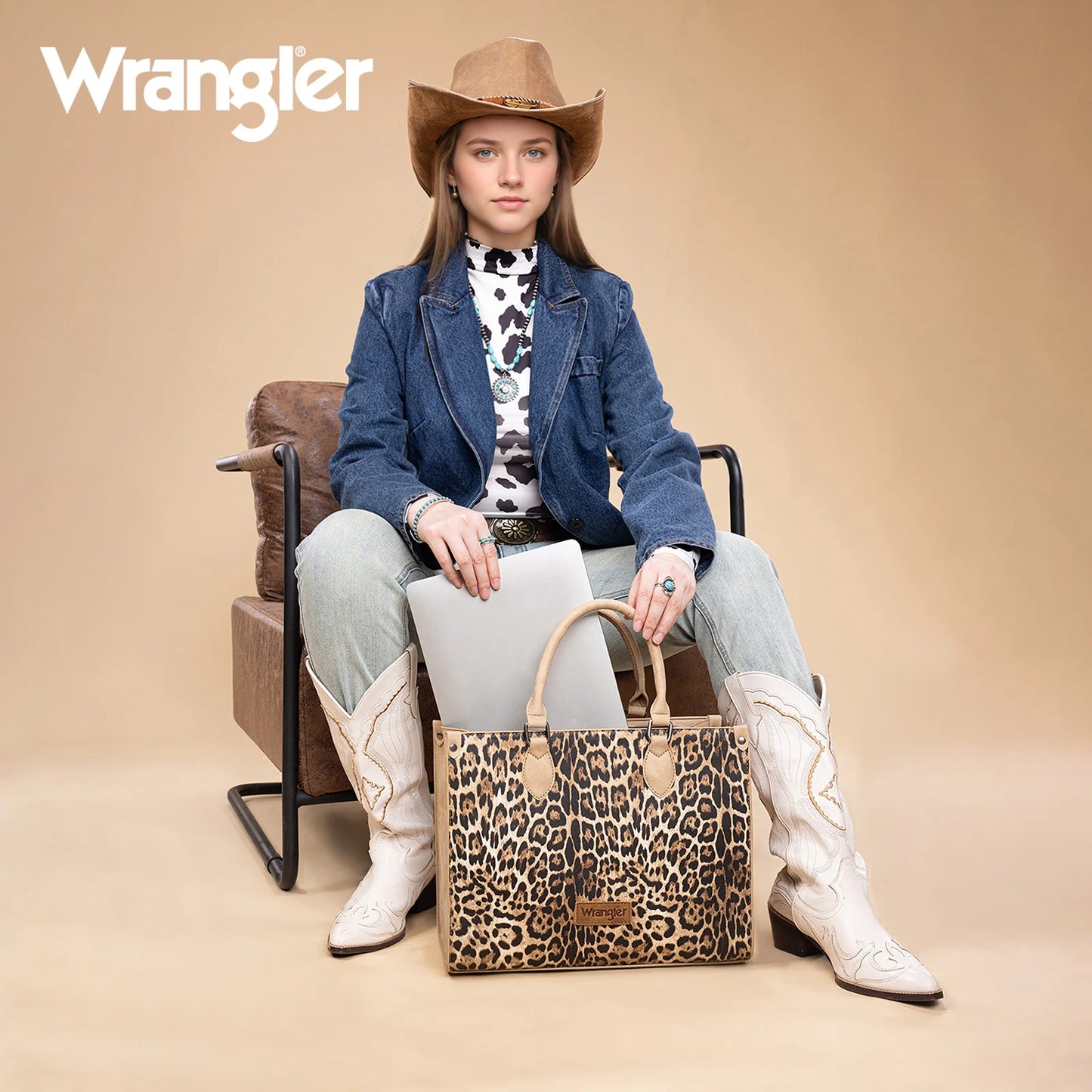 Wrangler Leopard Print Wide Tote Bag/Crossbody