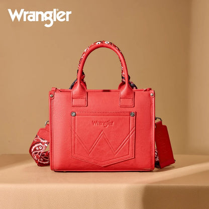 Wrangler Braided Paisley Bandana Tote/Crossbody – Red