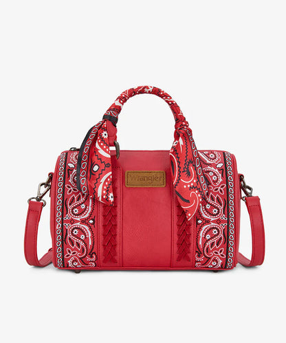 Wrangler Braided Paisley Bandana Boston Bag – Red