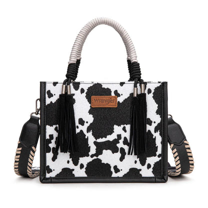 Wrangler Cow Print Tote/Crossbody - Black