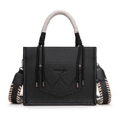 Wrangler Cow Print Tote/Crossbody - Black