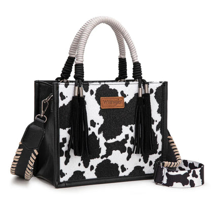 Wrangler Cow Print Tote/Crossbody - Black