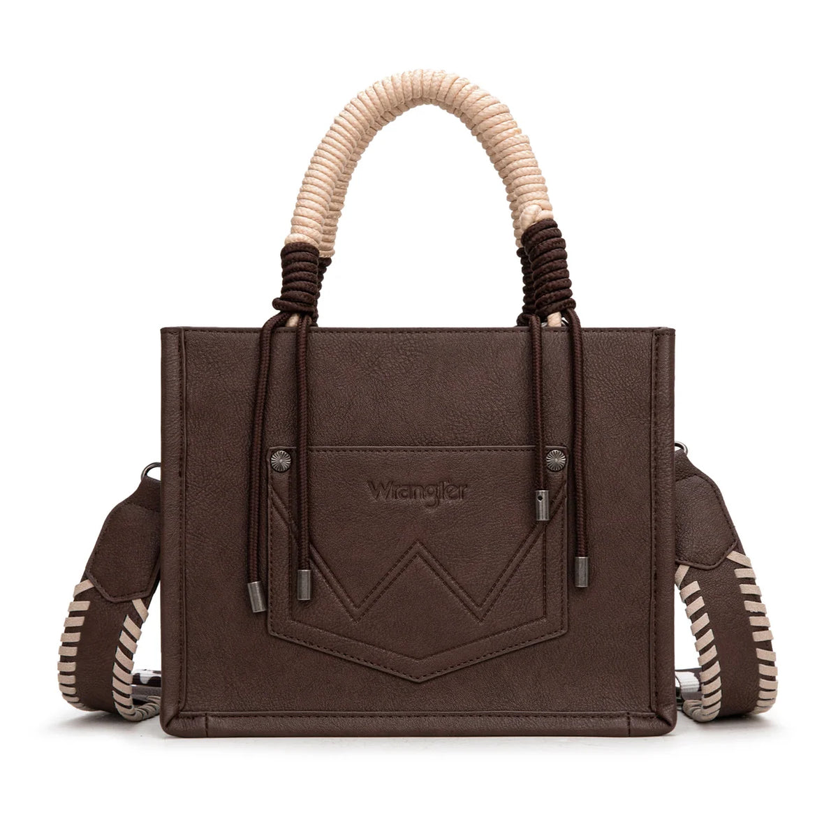Wrangler® Cow Print Tote & Crossbody Bag – Coffee