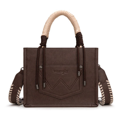 Wrangler® Cow Print Tote & Crossbody Bag – Coffee