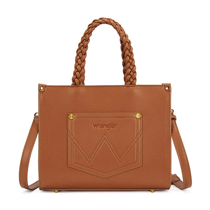 Wrangler Floral Print Braided Tote Bag - Brown