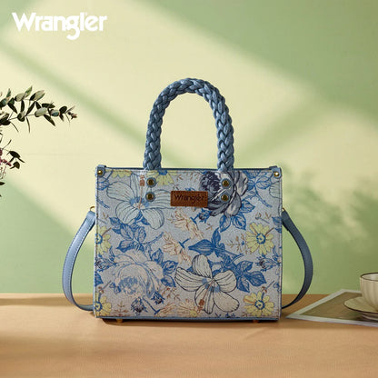 Wrangler Floral Print Braided Tote Bag - Jean