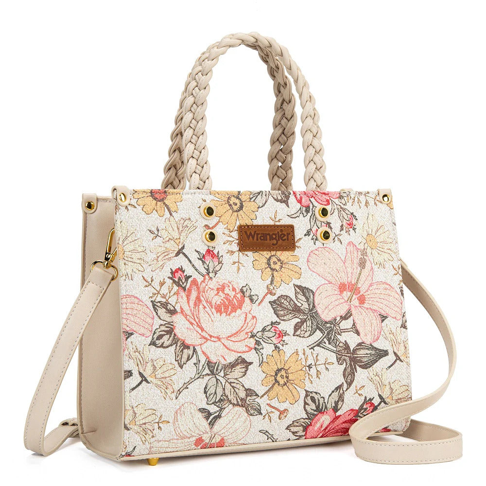 Wrangler Floral Print Braided Tote Bag