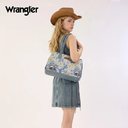 Wrangler Floral Print Braided Satchel Bag