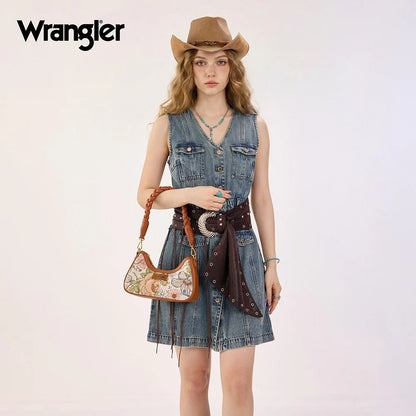Wrangler Prairie Bloom Braided Hobo Bag – Brown