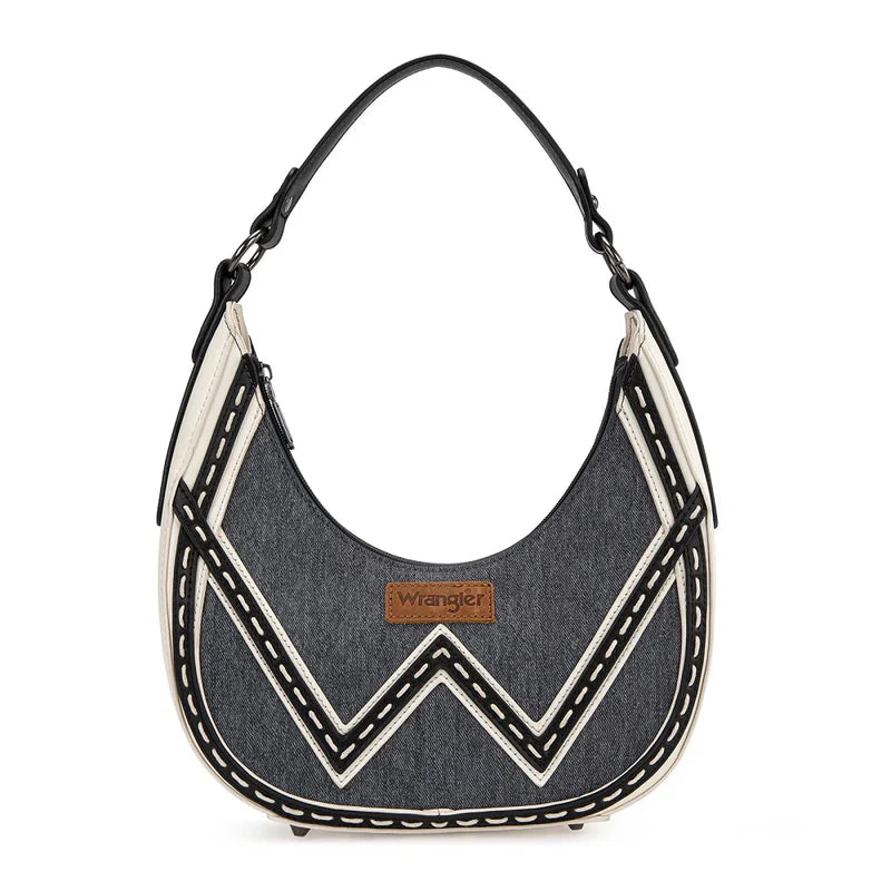 Wrangler Dark Jean Chevron Hobo Shoulder Bag