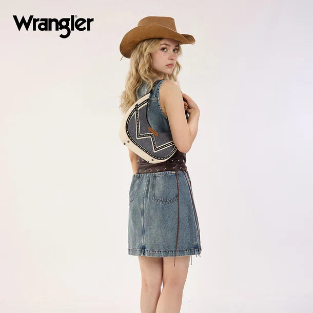 Wrangler Dark Jean Chevron Hobo Shoulder Bag
