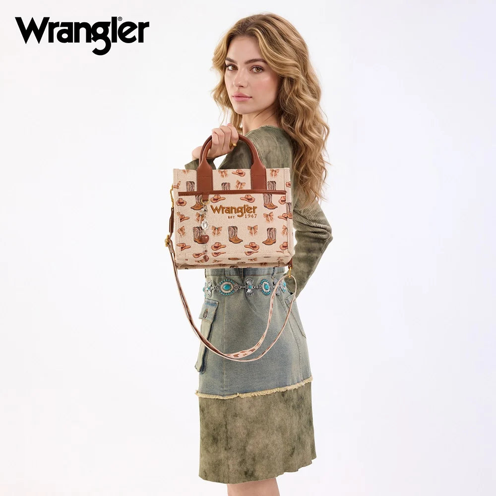 Wrangler Western Cowgirl Tote/Crossbody – Tan