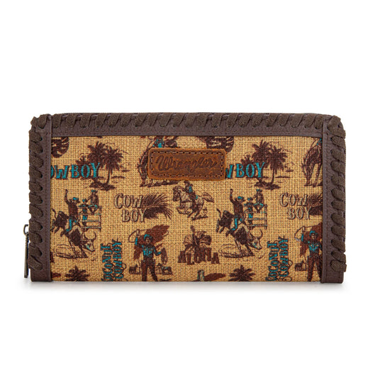 Wrangler Vintage Retro Cowboy Cool Print Wallet - Dark Yellow