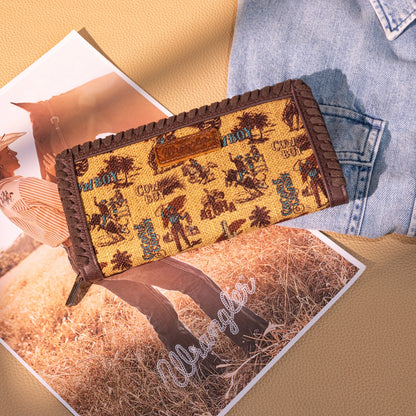 Wrangler Vintage Retro Cowboy Cool Print Wallet - Dark Yellow