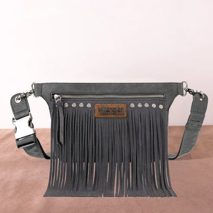 Wrangler Fringe Fanny Pack Sling Bag - Grey