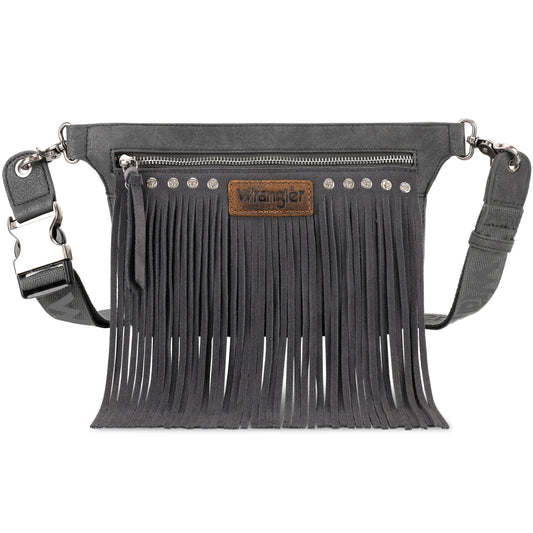 Wrangler Fringe Fanny Pack Sling Bag - Grey