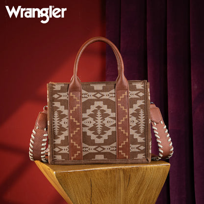 Wrangler Southwestern Print Small Canvas Tote/Crossbody - Brown