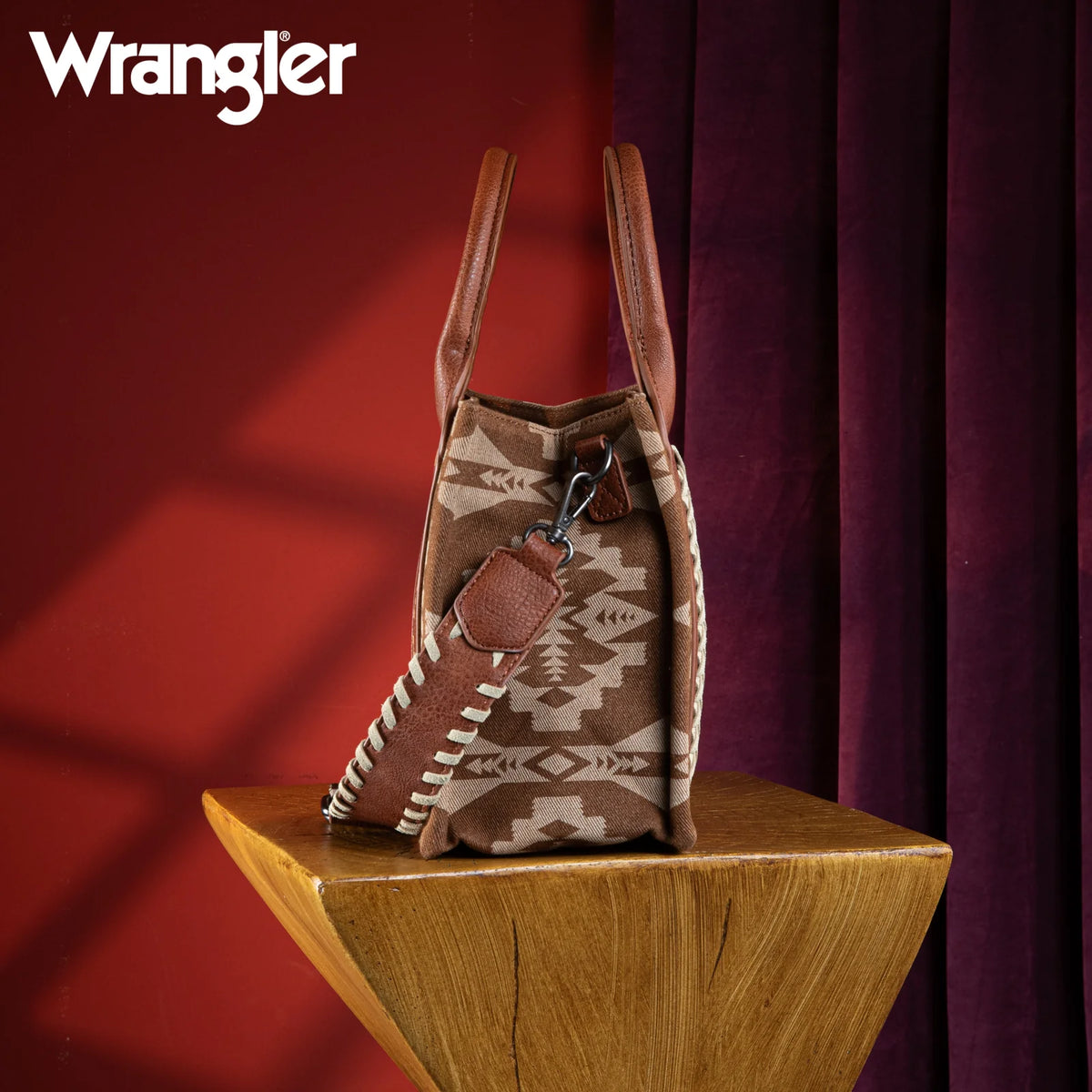 Wrangler Southwestern Print Small Canvas Tote/Crossbody - Brown