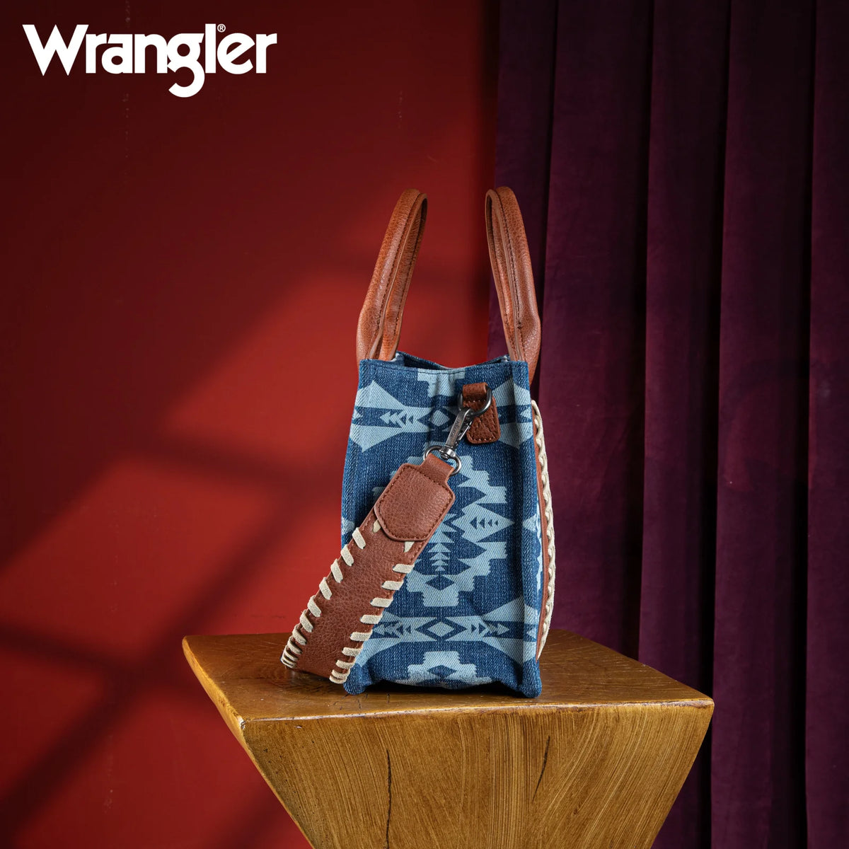 Wrangler Southwestern Print Small Canvas Tote/Crossbody - Jean
